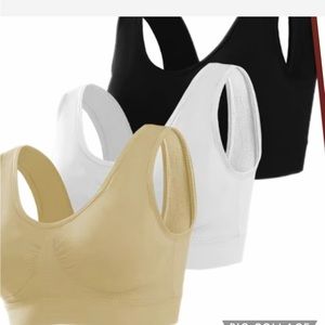 Seamless Sports Bra 3-Pack - Black, White, Tan